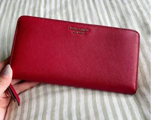 Kate Spade Cameron Large Zip Around Wallet Rosso Red Colorblock Accordion thumbnail 1