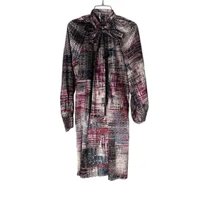 Adrianna Papell Women's Plaid Jabot Shift‎ Dress Purple Size 14 thumbnail 2