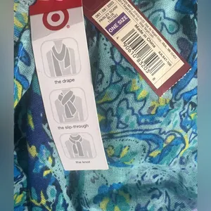 Merona Oblong Scarf Paisley Blue Green Multicolor Lightweight Sheer Polyester thumbnail 5