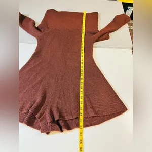 Grace Off-the-Shoulder Knit Romper in Dark Brown Large NWOT $59 thumbnail 7