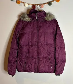 Columbia GRT purple plaid down winter coat thumbnail 1