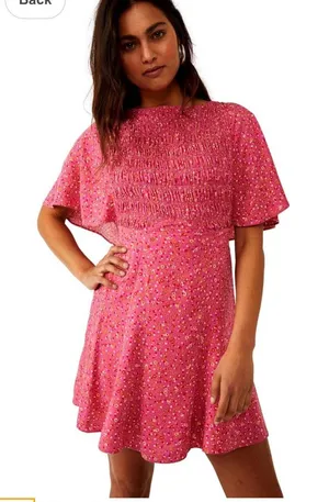 Free People Pink Floral Mini Dress Size Small thumbnail 1