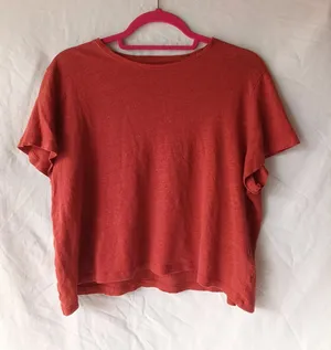 100% Linen Short Sleeve Cropped Top J. Crew thumbnail 1