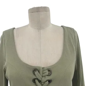 Free People Looking Back Lace-Up Top Sage Green Size Medium‎ thumbnail 4