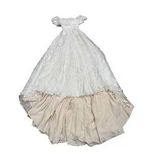 Theia Imelda off-the-shoulder embellished Chantilly Ivory lace bridal gown sz O thumbnail 16
