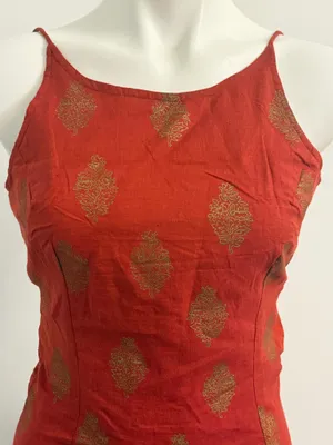 Free People Rust Orange Midi w/Gold Motifs & Fringe thumbnail 2