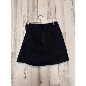 Black Mini Skirt XS Gold Chain Button Detail High Waist thumbnail 2