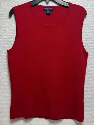 Ann Taylor Red Sleeveless Knit Shell Top thumbnail 1
