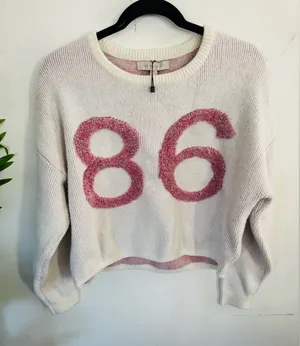 Dance & Marvel Cream and Pink Crew Neck Sweater thumbnail 1