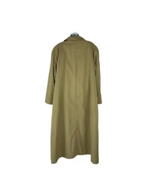 Bill Blass Womens Long Trench Coat Button Front Khaki Wool Blend Water-Resistant thumbnail 8