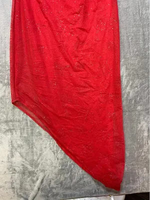 Morgan and Co Linda Bernell Vintage Red Glitter Asymmetrical Mesh Dress No Size thumbnail 7