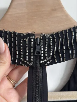 Alice + Olivia Black Beaded Mesh T-Back Tank Top Blouse Size Small thumbnail 9