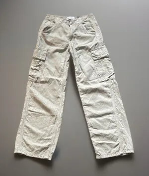 Zara Tan Cargo Pants Utility Pants Linen Lyocel Cotton Blend Women’s Size 0 thumbnail 1