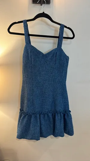 Tweed Mini Dress Blue thumbnail 4