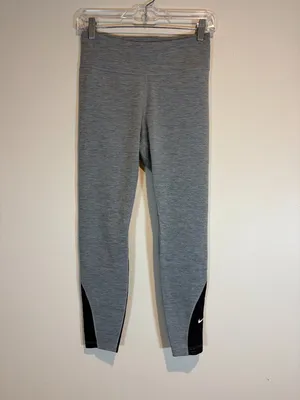 Nike One 7/8 Training Tights Leggings Gray Black Mesh thumbnail 3