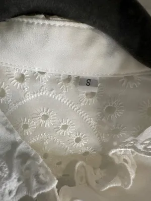 Women’s Small White Crochet Blouse Vintage Cottagecore Coquette lightfairy y2k thumbnail 4