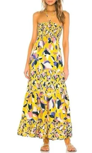 MAAJI Strapless Long Smocked Tiered Maxi Dress Floral Hamilton Bay Print Size M thumbnail 1