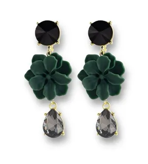 Green Flower Dangle Drop Earrings for Women thumbnail 1