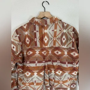 ROCK & ROLL Denim Southwestern Western Jacquard Shacket Shirt Jacket Medium $80 thumbnail 7