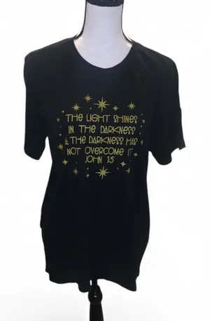 Bella & Canvas Black John 1:5 Light Shines in Darkness T-Shirt Short Sleeve thumbnail 1