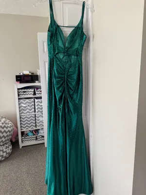Stunning Pixie Emerald green formal prom gown Size 0 thumbnail 9