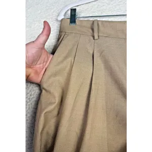 Madewell Pants Womens 8 Beige‎ Pleated Wide Leg High Rise Dress Twill Workwear thumbnail 5