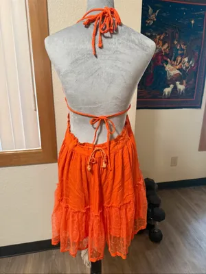 R.Vivimos Womens Summer Halter Deep V-Neck Mini Dress college gameday football M thumbnail 6