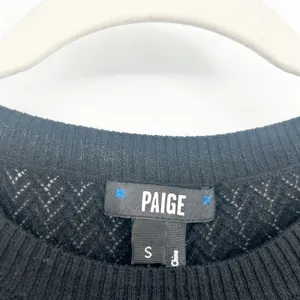 PAIGE Womens Black Rosina Ruffled Pointelle Organic Cotton Silk Blend Knit Top S thumbnail 5