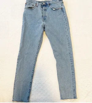 Levis 501 S Skinny High Waist Jeans Filiforme Raw Hem Frayed 27 thumbnail 5