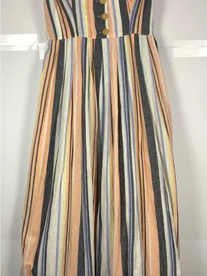 Free People Lilah Midi Dress S Striped Cotton Autumn Wedding Guest Boho thumbnail 2