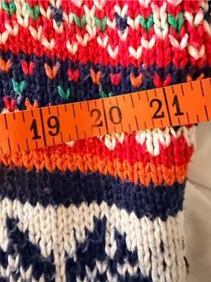 aerie Cream Fair Isle Crewneck Sweater with Navy, Red and Green Stripes thumbnail 5