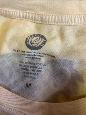 Grateful Dead Hampton VA 1986 Yellow Organic Cotton Baby Tee Medium thumbnail 2