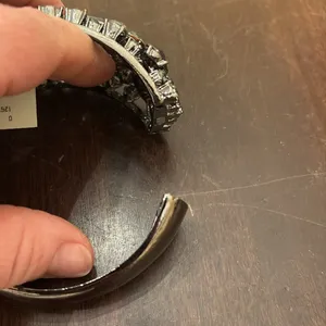 Glamorous Black and Silver Cuff Bracelet with Sparkling Stones thumbnail 6