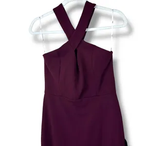 NEW Lulus Keep You Enchanted Dark Purple Cutout Halter Mermaid Maxi Dress thumbnail 6