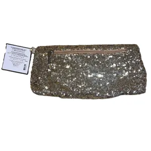 Victoria's Secret Angel Gold Sequin Foldover Clutch‎ Cosmetic Bag NWT Gold Glam thumbnail 2