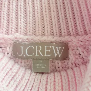 J.Crew Pink Shaker Stitch Mock Neck Cotton Sweater BE159 Medium EUC thumbnail 6