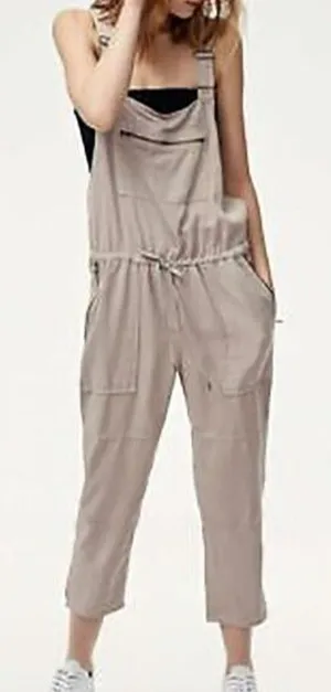Wilfred Free Jumpsuit Women XS Tan Great Utility Drawstring Overalls Aritzia thumbnail 1