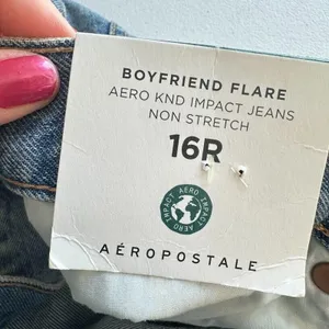 Aeropostale‎ Womens Plus Size 16R Hi Rise Boyfriend Flare Leg Jeans 100% Cotton thumbnail 6