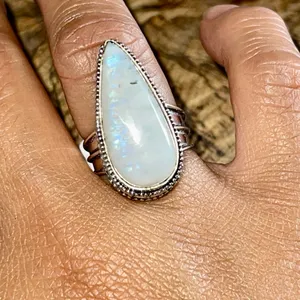 Rainbow Moonstone Ring Size 7 Silver thumbnail 1
