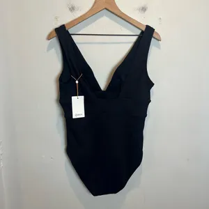 NWT QUINCE- Italian Plunge One-Piece Swimsuit Black Size XL thumbnail 5
