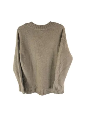Open Edit Womens Sweater Oversized Chunky Knit Soft V Neck Beige S thumbnail 4