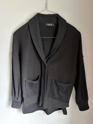 Black shawl collar cardigan thumbnail 1