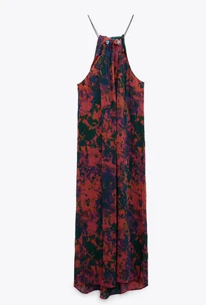 Zara maxi dress long printed beaded bohemian summer thumbnail 9