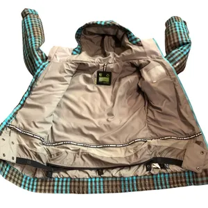 Burton Dry Ride Small Snowboard Ski Jacket Zip Brown Blue Plaid Women's W/hood thumbnail 5