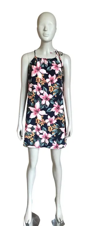 NWT Lulu’s Blue and Pink Flower Patterned Dress thumbnail 1