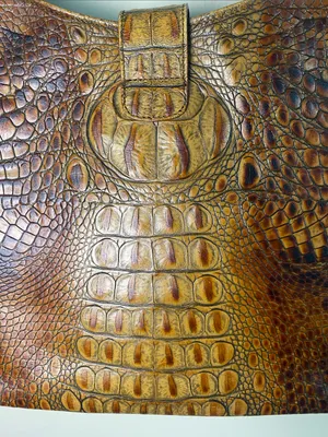 Brahmin vintage Brown Croc-Embossed Leather Shoulder Bag thumbnail 4