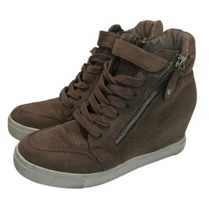 Vintage brown gray Steve Madden Wedge sneakers sz 7 thumbnail 1