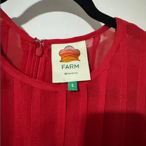 FARM Rio Pleated Peplum Red Blouse Size S Long Sleeve thumbnail 3