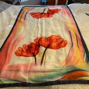 Fashion Scarf 100% silk so beautiful 71” length and 35” wide big scarf thumbnail 1