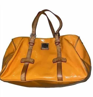 Dooney & Bourke Mustard Shoulder Bag‎ Patent Leather 12x9x3.5” thumbnail 1